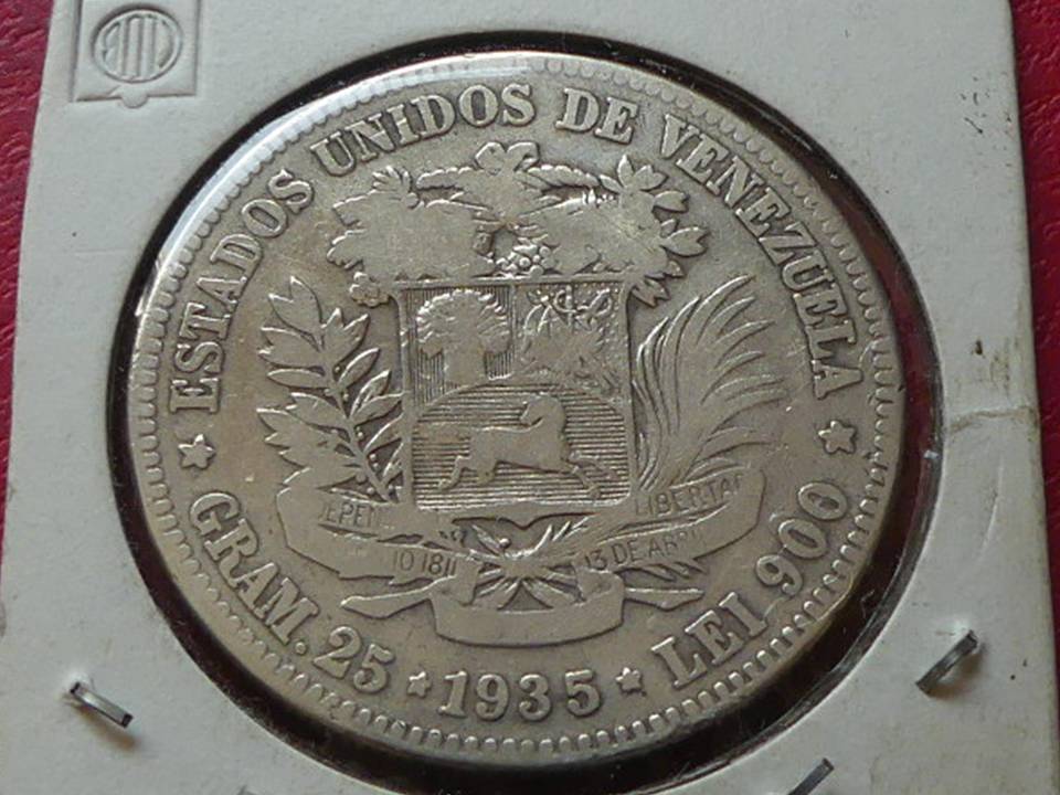  Silbermünze Venezuela 5 Bolivar 1935   