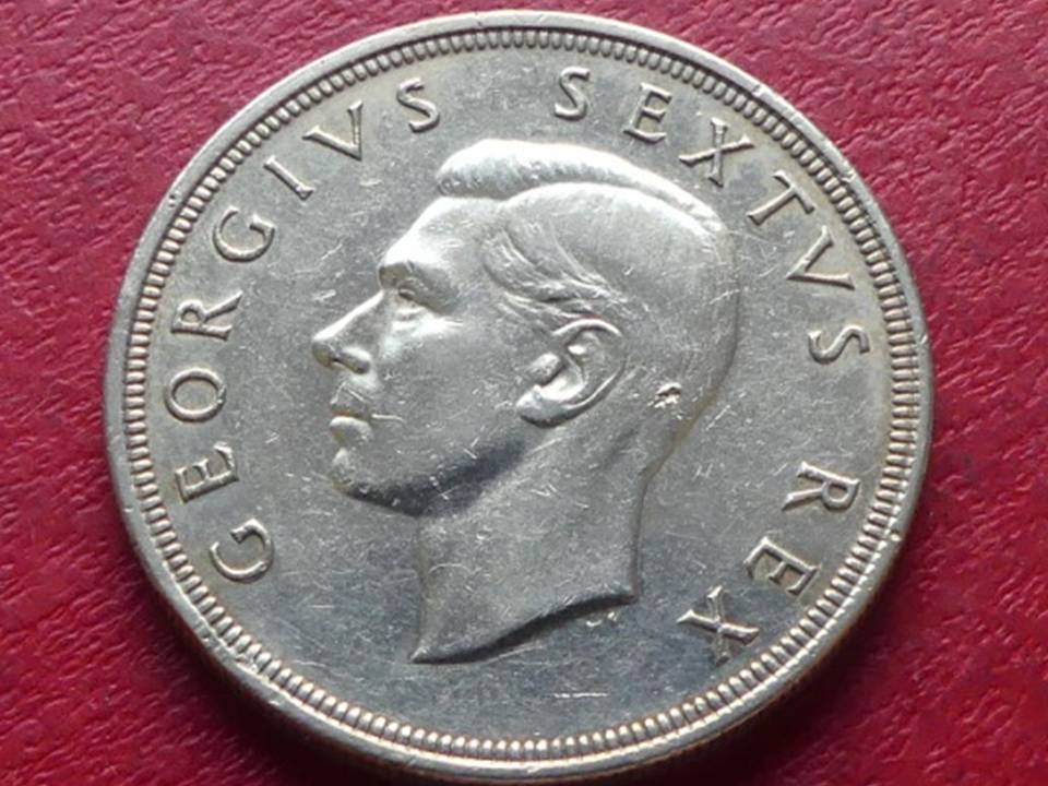  Große Silbermünze Südafrika 5 Shillings 1948 „Springbock“ – George VI   