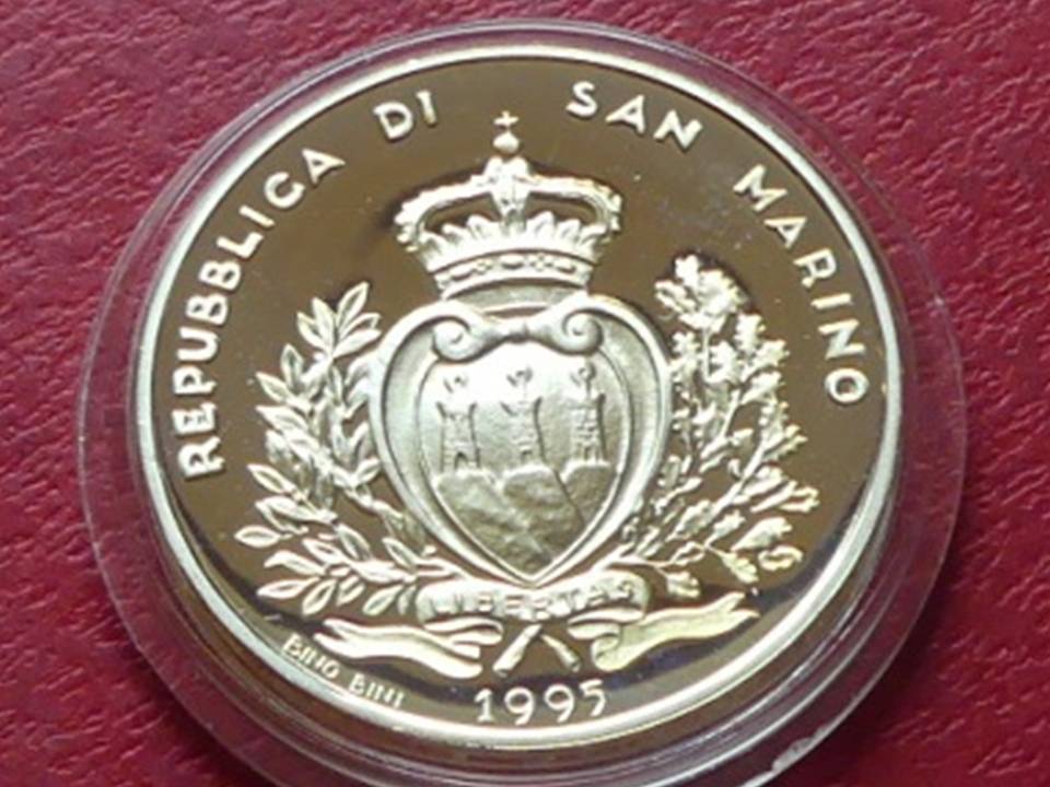  Silbermünze San Marino 1000 Lire 1995 Olympia Atlanta 1996. PP. In Kapsel.   