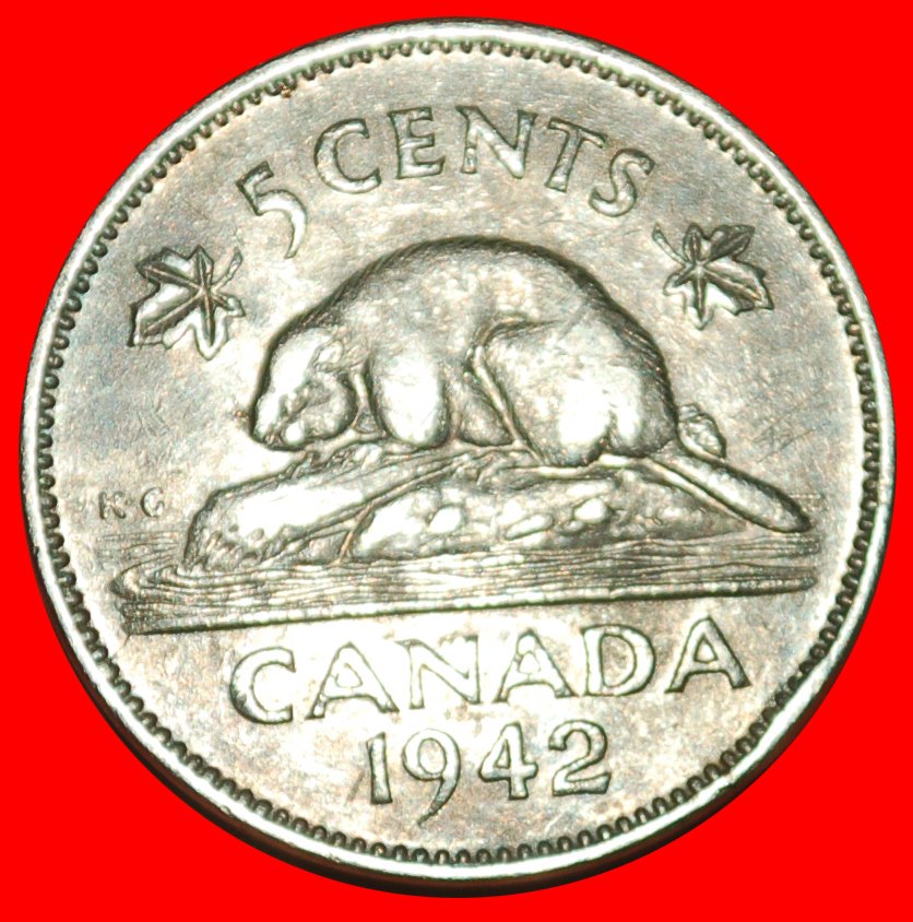  Ⰶ WARTIME ISSUE (1939-1945): CANADA★ 5 CENTS 1942 WHITE! GEORGE VI 1937-1952★LOW START ★ NO RESERVE!   