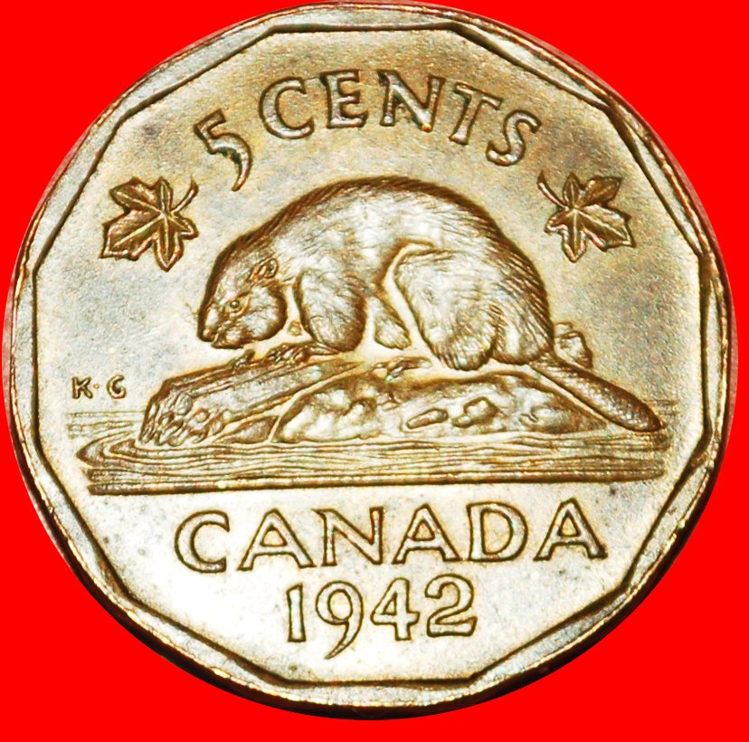  Ⰶ WARTIME ISSUE (1939-1945): CANADA★5 CENTS 1942 YELLOW! GEORGE VI 1937-1952★LOW START ★ NO RESERVE!   