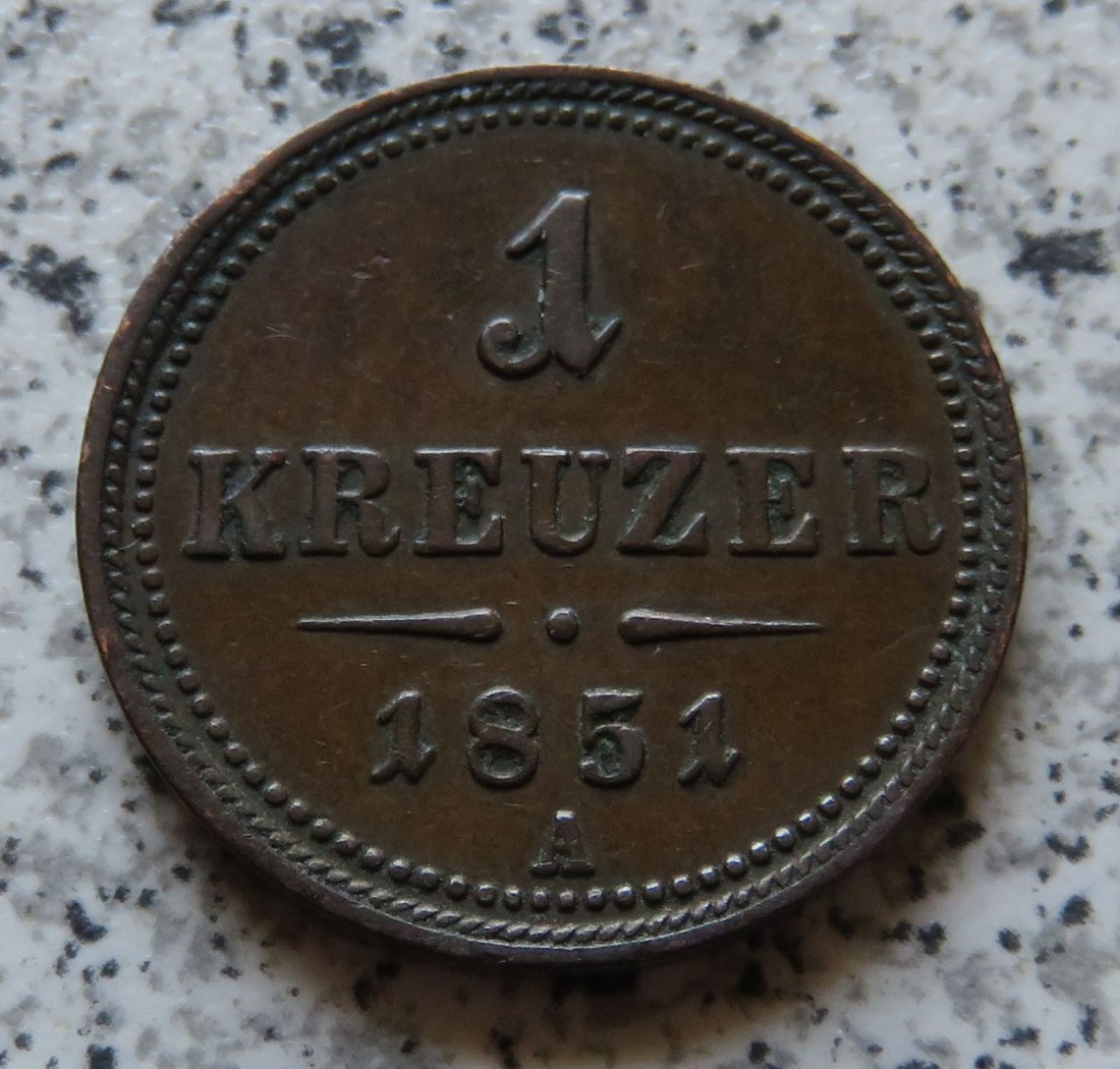  Österreich K & K 1 Kreuzer 1851 A   