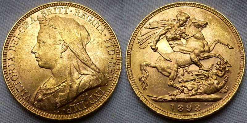  Grossbritannien Sovereign Feingold: 7,32g Victoria 1893 VZ-ST - TOP !!   