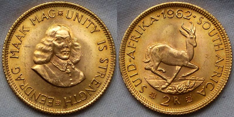  Süd-Afrika 2 Rand Goldmünze Jahrgang 1962 Feingewicht 7,32 g Gold   