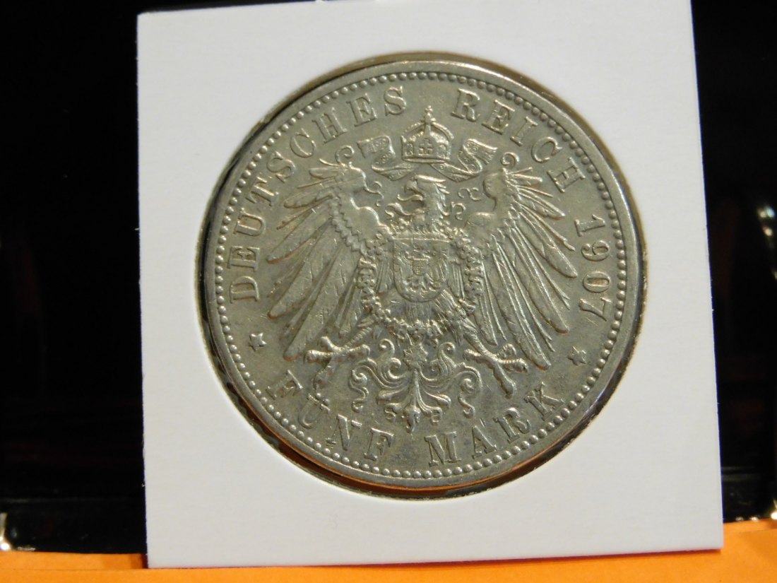  GERMANY 5 MARK 1907 BADEN.GRADE-PLEASE SEE PHOTOS.   