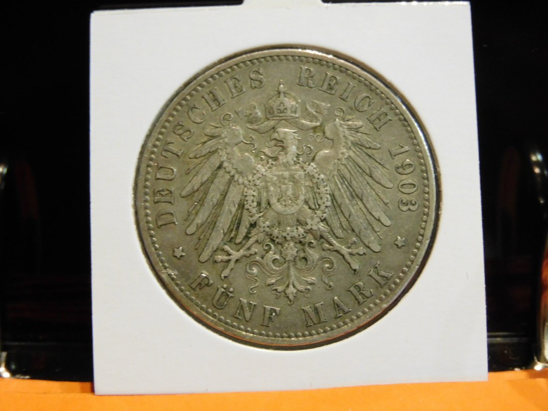  GERMANY 5 MARK 1903 PRUSSIA.GRADE-PLEASE SEE PHOTOS.   