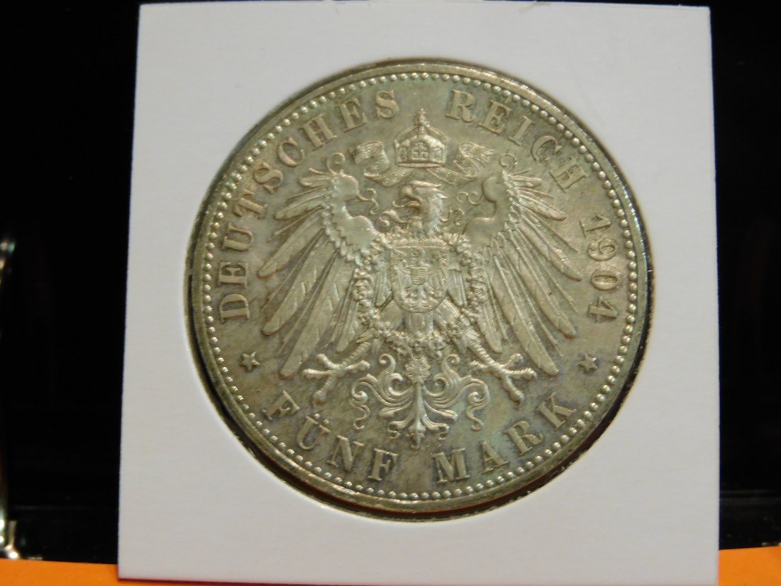  GERMANY 5 MARK 1904 HESSEN.GRADE-PLEASE SEE PHOTOS.   