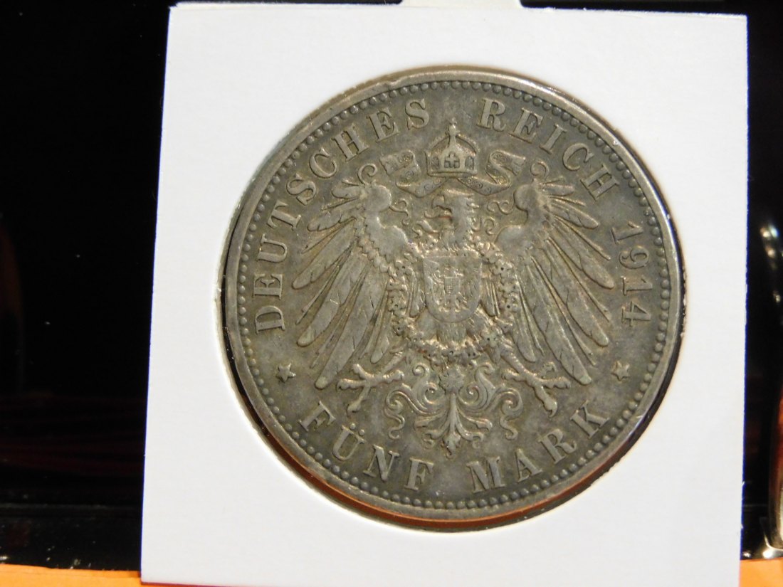  GERMANY 5 MARK 1914 PRUSSIA.GRADE-PLEASE SEE PHOTOS.   