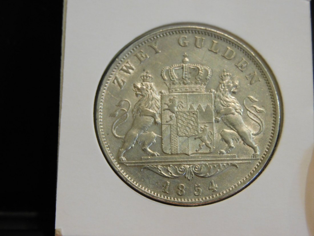  GERMANY 2 GULDEN 1854 BAVARIA.GRADE-PLEASE SEE PHOTOS.   