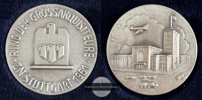  Deutschland  1961 - Silber  Medaille - Stuttgarter Bahnhofsgebäude - FM-Frankfurt   