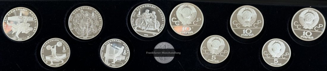  Russland  Münzsatz  Olympia 1980   FM-Frankfurt  Feingewicht: 119,87g  Silber   