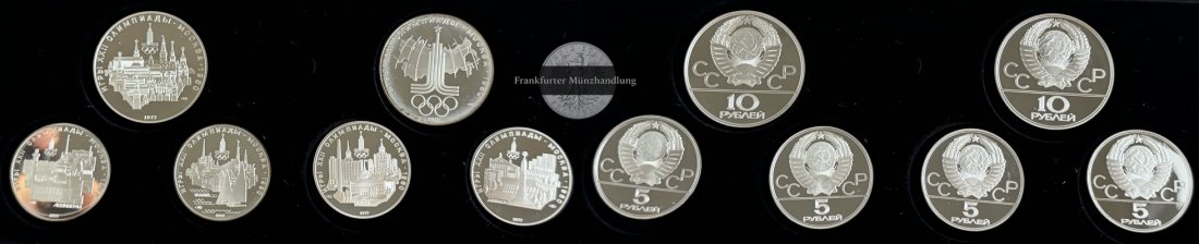  Russland  Münzsatz  Olympia 1980   FM-Frankfurt  Feingewicht: 119,9g  Silber   