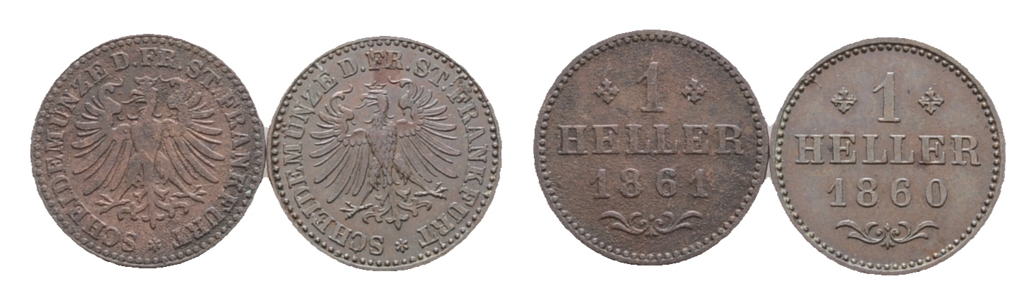  Frankfurt; 2 Kleinmünzen 1860 / 1861   