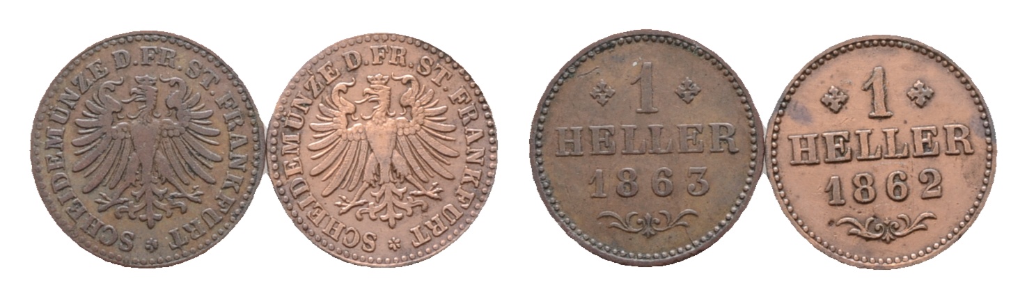  Frankfurt; 2 Kleinmünzen 1863 / 1862   