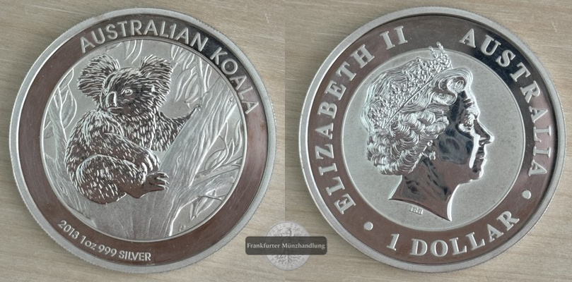  Australien,  1 Dollar  2013 Koala FM-Frankfurt  Feingewicht: 31,1g   