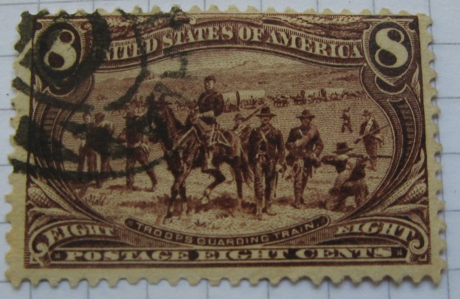  1898.06.17, USA, stamp: Troops Guarding Wagon Train (Mi US 121)   