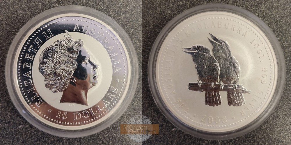  Australien  10 Dollar Kookaburra 2006  FM-Frankfurt  Feingewicht: 311g   