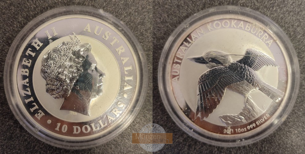  Australien  10 Dollar Kookaburra 2011  FM-Frankfurt  Feingewicht: 311g   