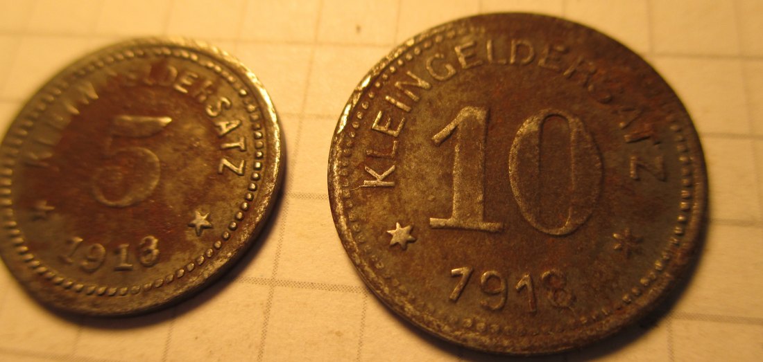  Kleingeldersatzmarke Kreis Querfurt - 1918 - 5 + 10 Pfennig -  aus dem Umlauf   