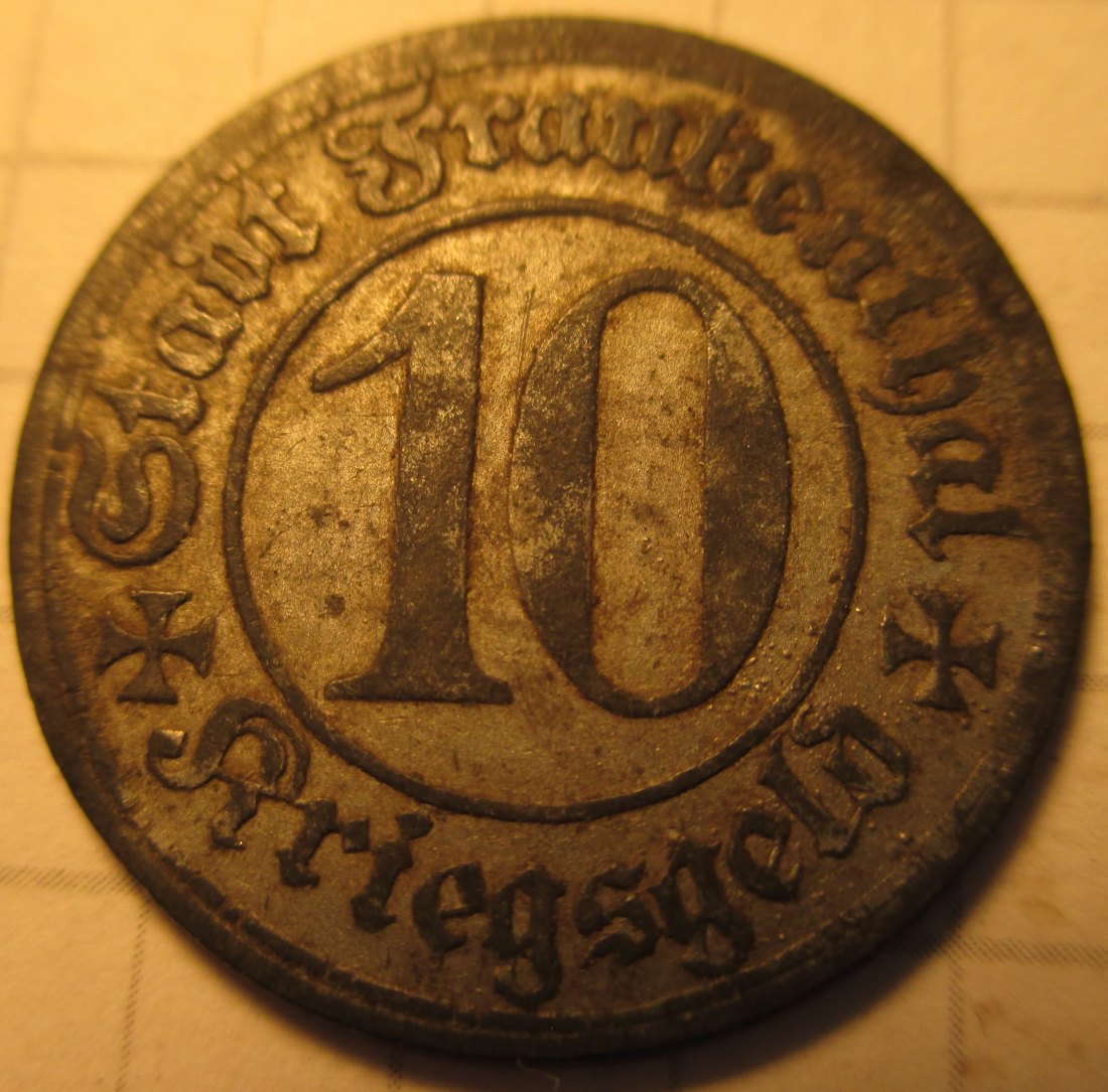  Notgeldmarke Stadt Frankenthal - 1917 - 10 Pfennig -  aus dem Umlauf   