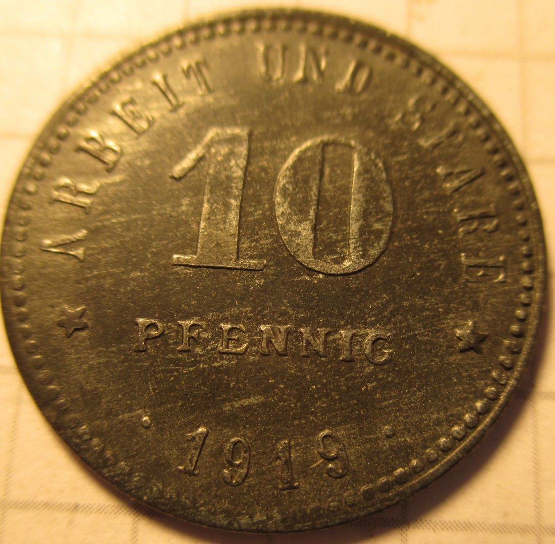  Kleingeldersatzmarke Stadt Weissenfels - 1919 - 10 Pfennig -  aus dem Umlauf   