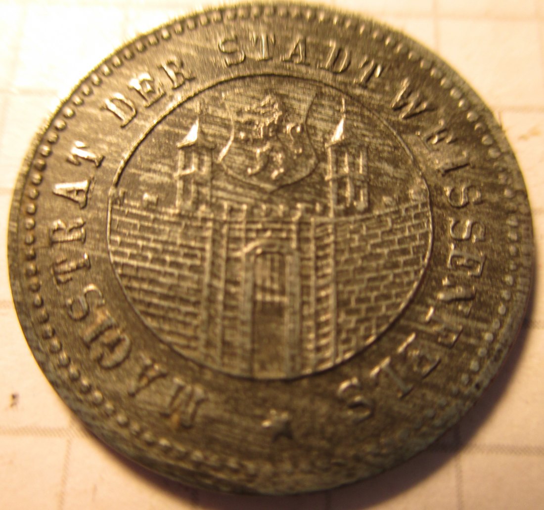  Kleingeldersatzmarke Stadt Weissenfels - 1919 - 10 Pfennig -  aus dem Umlauf   