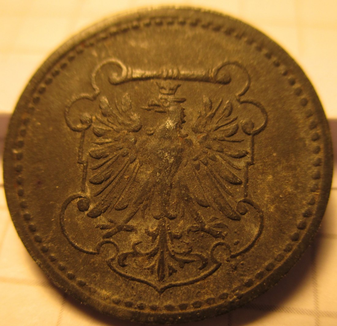  Kleingeldersatzmünze Stadt Frankfurt - 1919 - 10 Pfennig -  aus dem Umlauf   