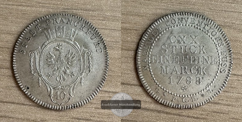  Frankfurt 10 Kreuzer, 1788  FM-Frankfurt  Feinsilber: 1,95g   