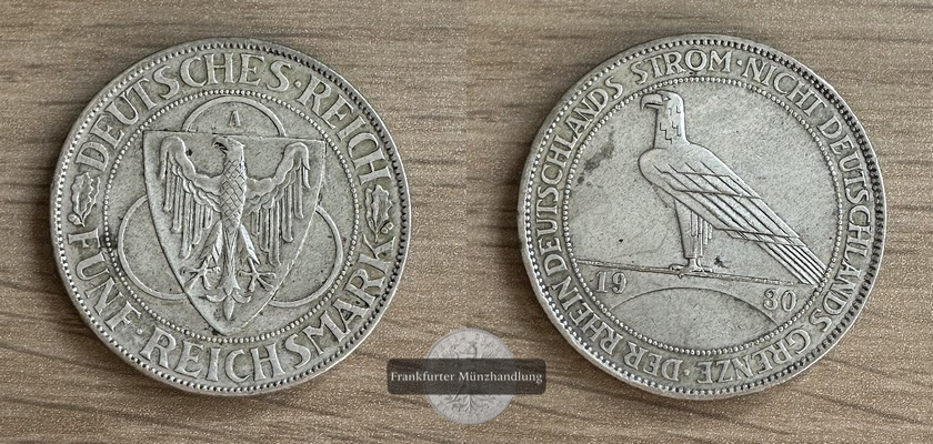  Deutschland 5 Reichsmark, 1930 A  FM-Frankfurt Feinsilber:12,5g   