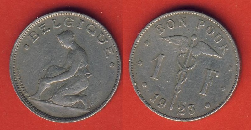  Belgien 1 Franc 1923 Belgique   