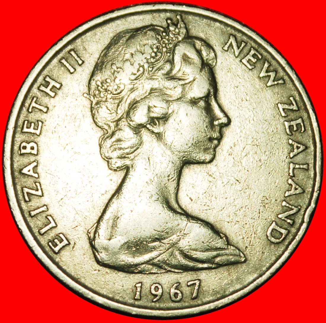  Ⰶ GROSSBRITANNIEN (1967-1985): NEUSEELAND★20 CENT 1967 KIWI! ELISABETH II. 1953-2022★OHNE VORBEHALT!   