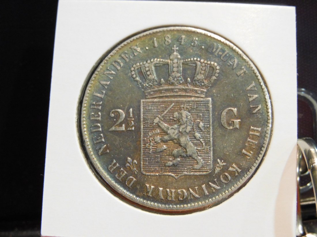  NETHERLANDS 2 1/2 GULDEN 1845.GRADE-PLEASE SEE PHOTOS.   