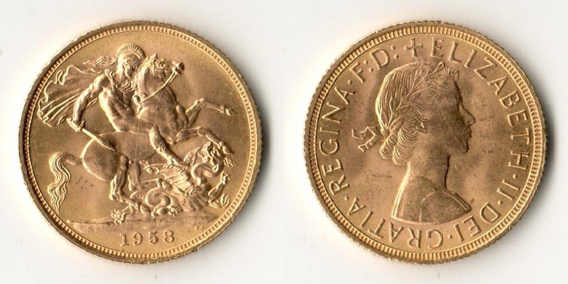 Grossbritannien MM-Frankfurt Feingold: 7,32g Sovereign 1958 