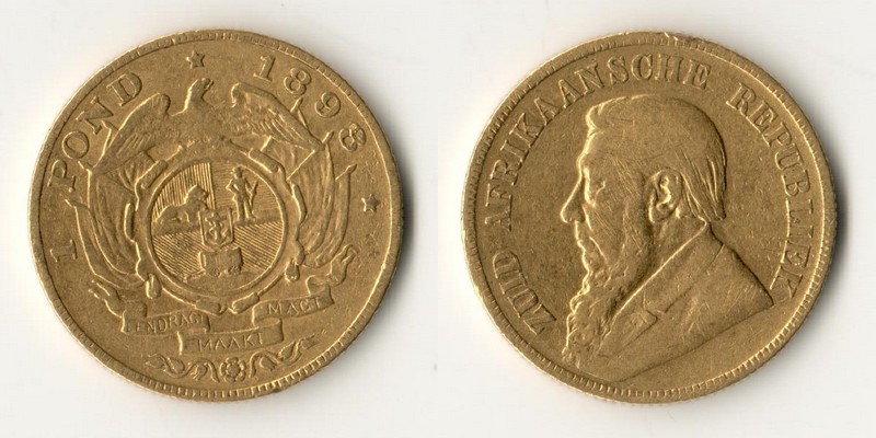 Süd Afrika MM-Frankfurt Feingewicht: 7,32g 1 Pond = 20 Shillings 1898 