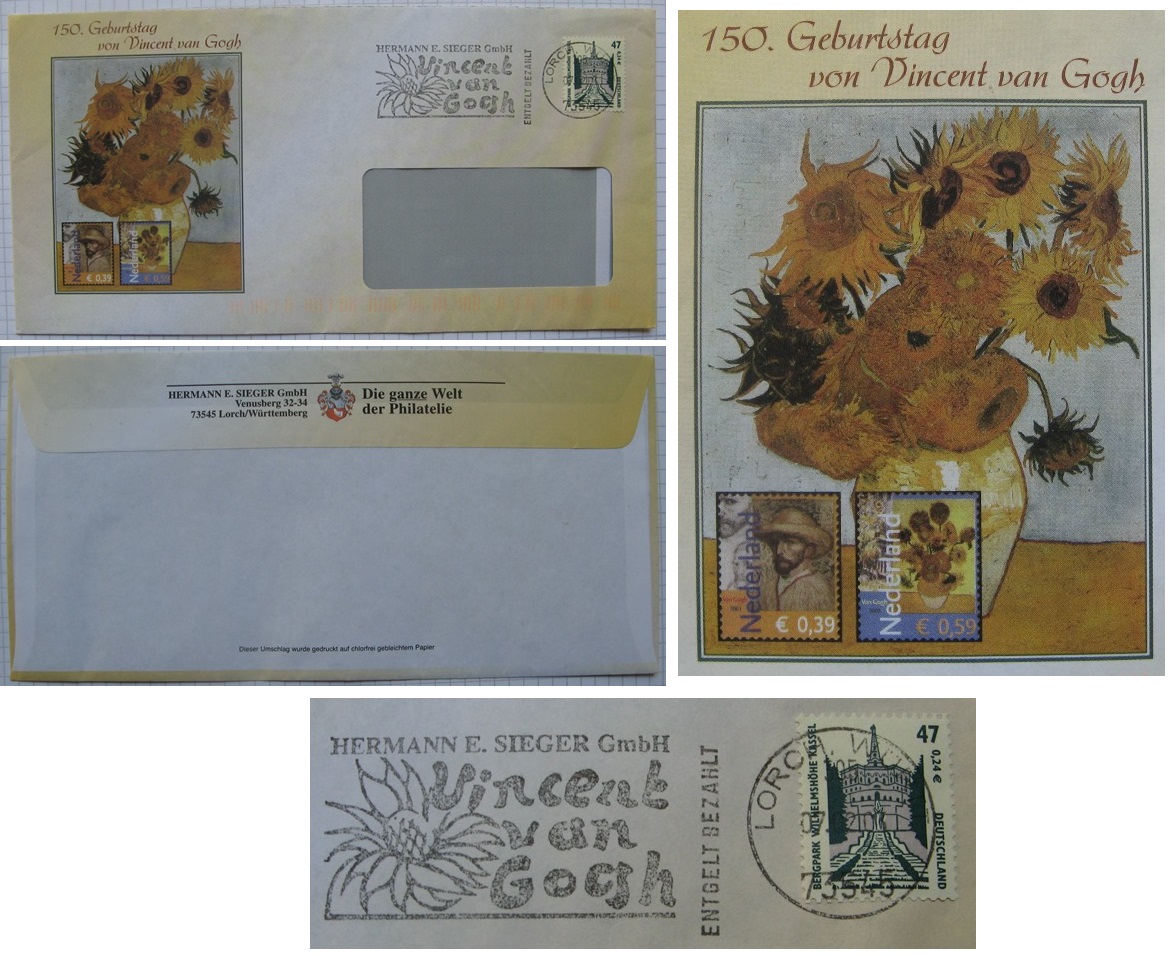  2003, Germany, 150th birthday of Vincent van Gogh, FDC+Mi DE 2176   