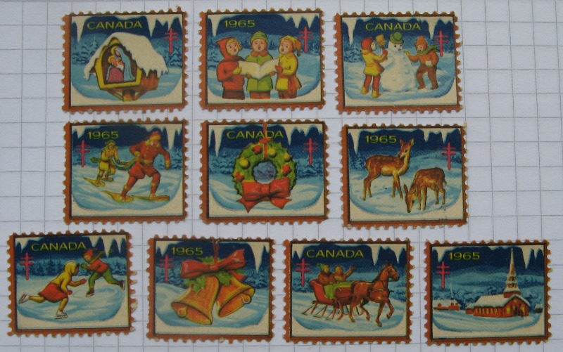  1965, Canada, Christmas Tuberkulose Seals-Stamps, voll Issue (10 pcs)   