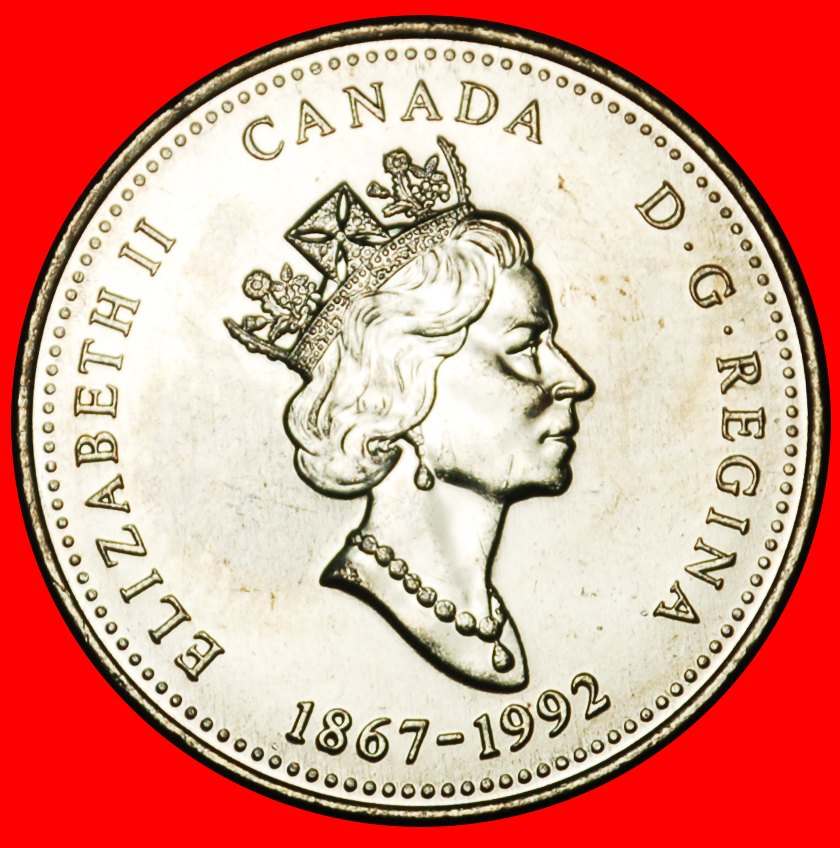  Ⰶ BASTION: CANADA ★ 25 CENTS 1867-1992 UNC LUSTRE! ELIZABETH II (1953-2022)★LOW START ★ NO RESERVE!   