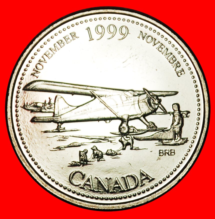  Ⰶ FEHLER KEIN MAUL FLUGZEUG: KANADA ★ 25 CENTS 1999 STG! ★ELISABETH II. 1953-2022★OHNE VORBEHALT!   