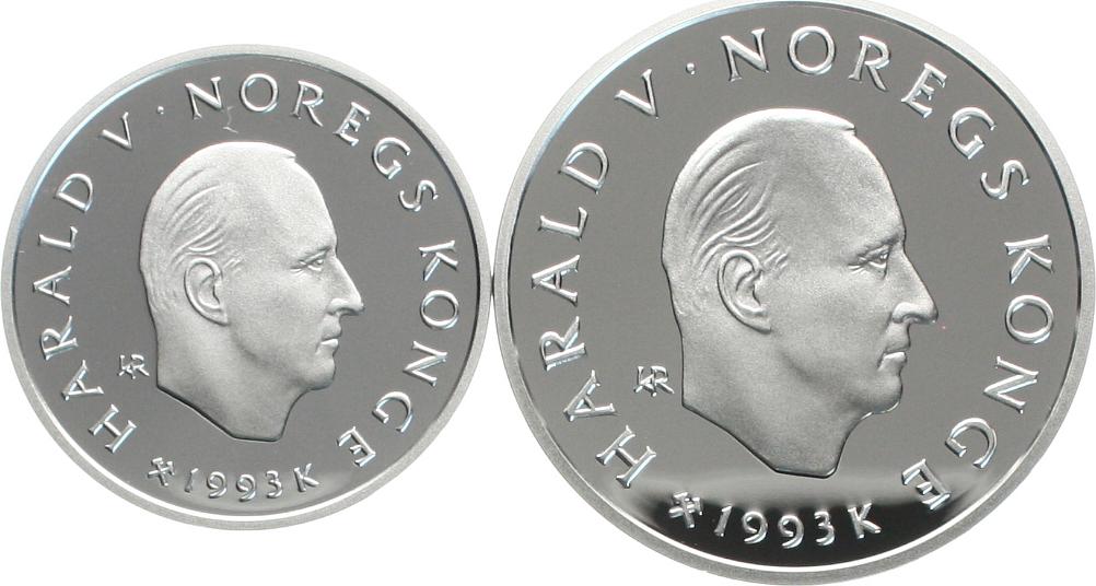  Norwegen: Harald V., 50 & 100 Kroner (Silberpaar Nr. 6), OL Lillehammer, 1,5 Unzen Feinsilber in pp   