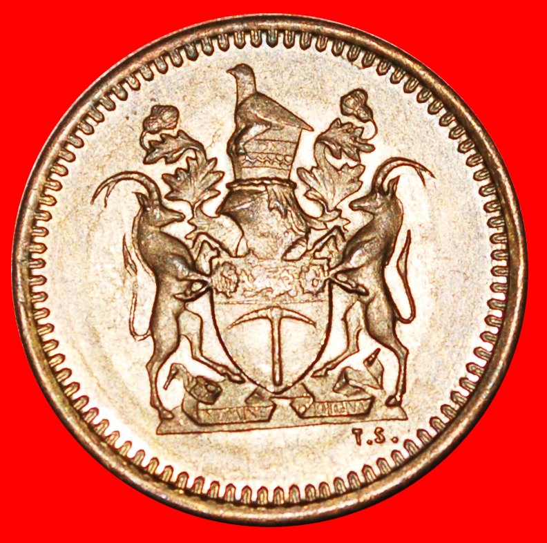  Ⰶ SÜDAFRIKA (1970-1977): RHODESIEN ★1/2 CENT 1975 UNANERKANNTES LAND★ STG SELTEN★OHNE VORBEHALT!   