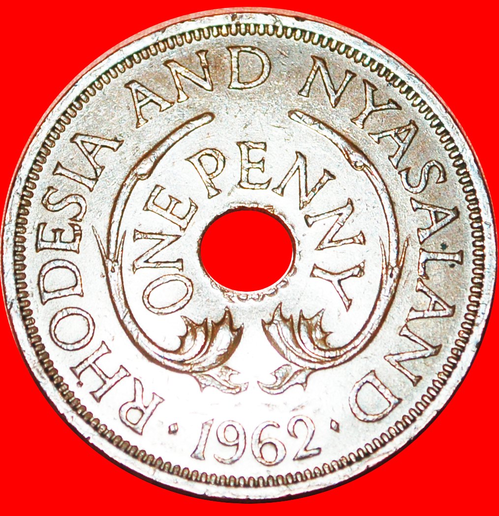  Ⰶ GROSSBRITANNIEN (1955-1963): RHODESIEN UND NJASSALAND ★ 1 PENNY 1962 ELEFANTEN ★OHNE VORBEHALT!   