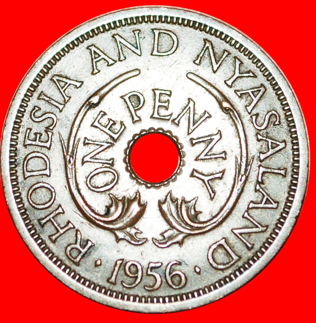  Ⰶ GROSSBRITANNIEN (1955-1963): RHODESIEN UND NJASSALAND ★ 1 PENNY 1956 ELEFANTEN ★OHNE VORBEHALT!   