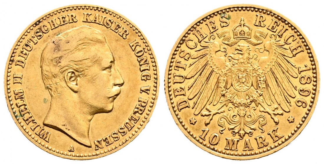 PEUS 2049 Kaiserreich - Preußen 3,58 g Feingold. Wilhelm II. (1888 - 1918) 10 Mark GOLD 1896 A Sehr schön