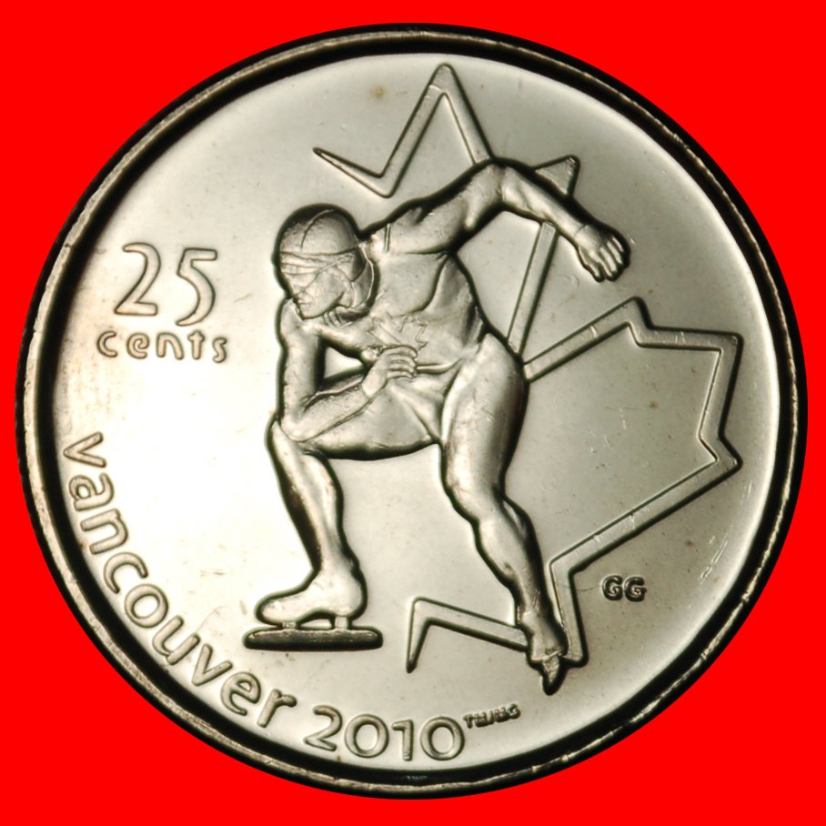  Ⰶ SKATING 2010: CANADA ★ 25 CENTS 2009 UNC LUSTRE! ELIZABETH II (1953-2022)★LOW START ★ NO RESERVE!   