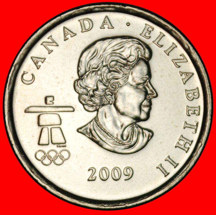  Ⰶ SKIING 2010:CANADA★25 CENTS 2009 UNC MINT LUSTRE! ELIZABETH II (1953-2022)★LOW START ★ NO RESERVE!   