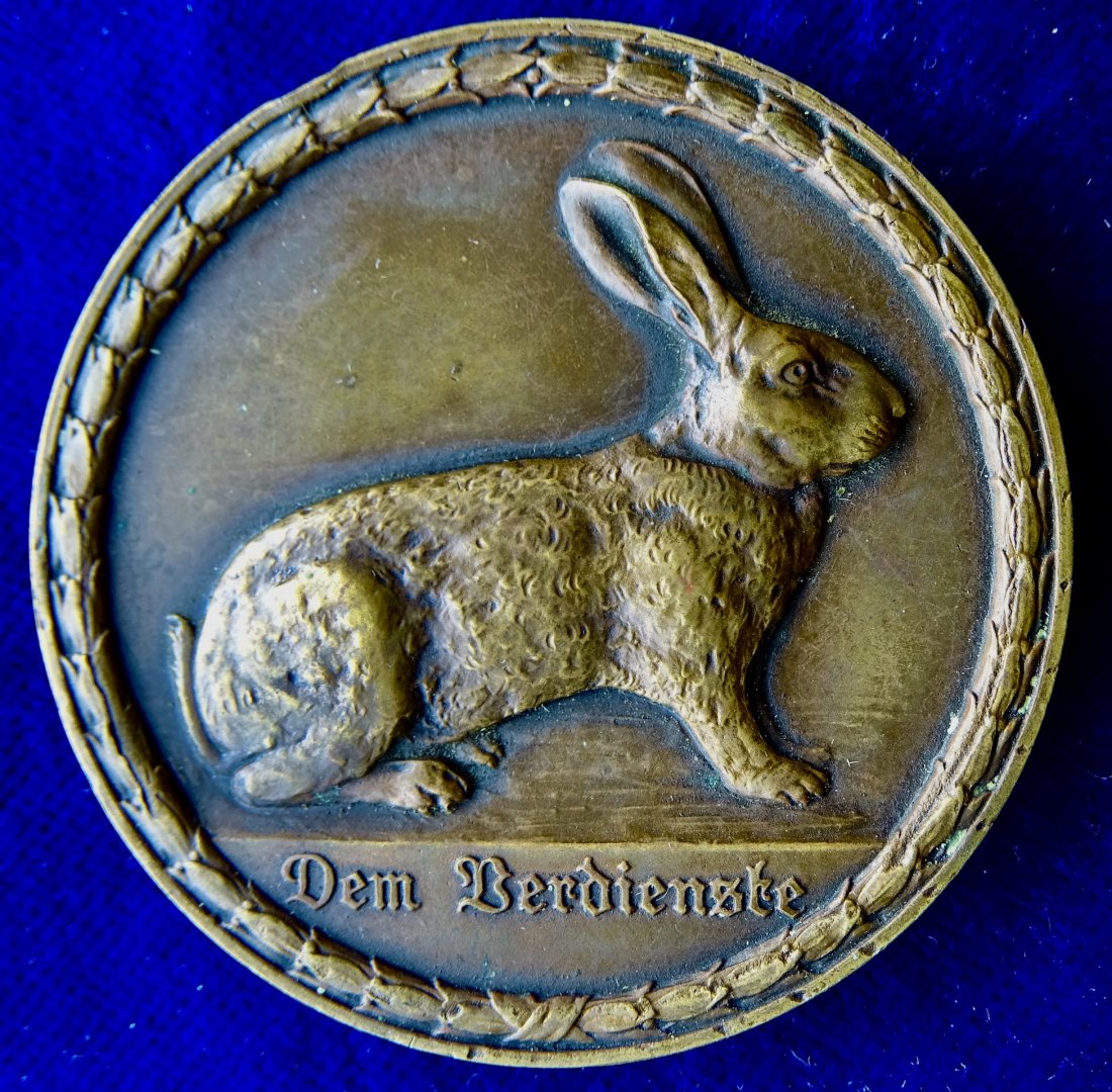  Nordrhein- Westfalen Rassekaninchen Prämien- Medaille Art Deco   