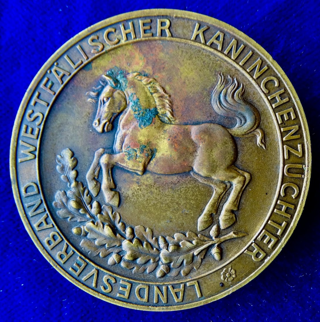  Nordrhein- Westfalen Rassekaninchen Prämien- Medaille Art Deco   