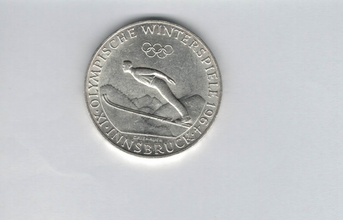  50 Schilling 1964 Winterolympiade Innsbruck Österreich silber Spittalgold9800 (4584/3)   