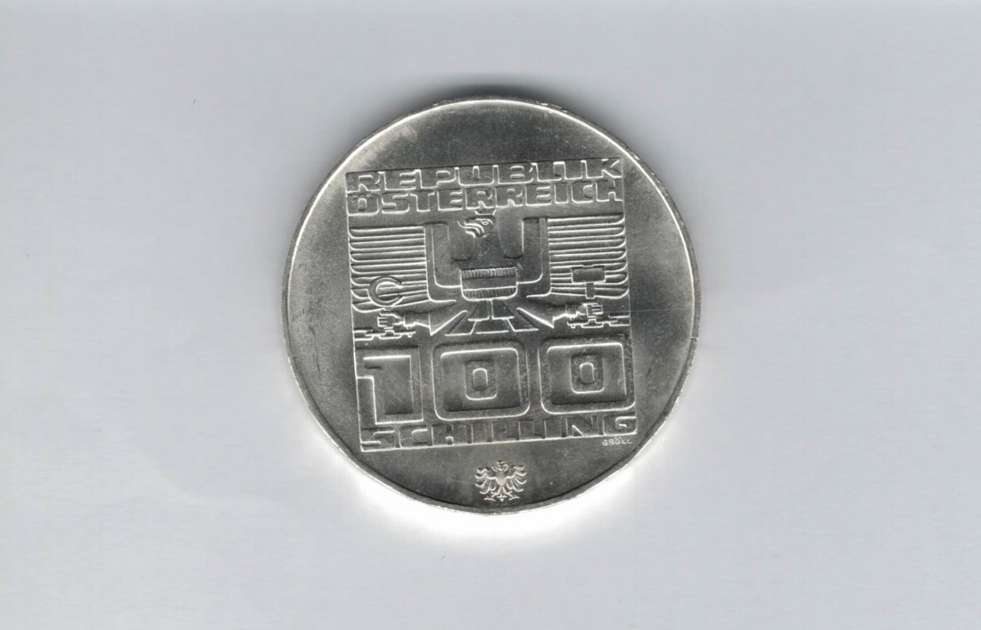  100 Schilling 1976 Winterolympiade Innsbruck Stadtturm Hall silber Österreich (01914/6)   