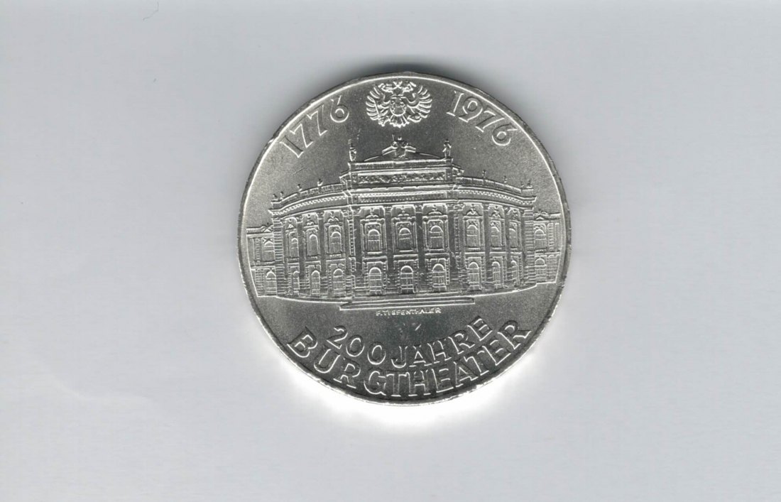  100 Schilling 1976 200 Jahre Burgtheater Wien 15,36g fein silb Österreich Spittalgold9800 (01914/11)   